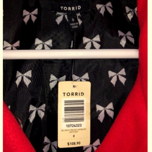 Torrid Coat $109 PLUS 0X 12 Red Peacoat Jacket NEW - Picture 6 of 6